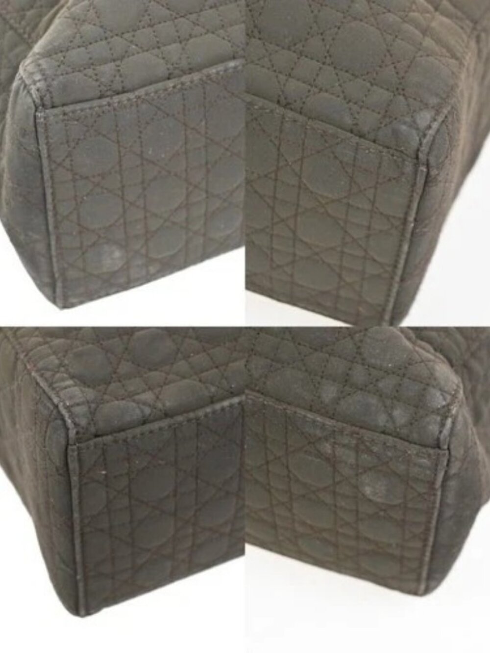 CHRISTIAN DIOR Logo Lady Cannage Hand Bag Nylon Leather Brown GHW Italy 70KC638 - Picture 7 of 15